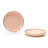 Urbane Select 7.3 Inch Bone China Plate (Glossy Baby Pink with With Lining) (Pack of 2)