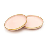 Urbane Select 7.3 Inch Bone China Plate (Glossy Baby Pink with With Lining) (Pack of 2)