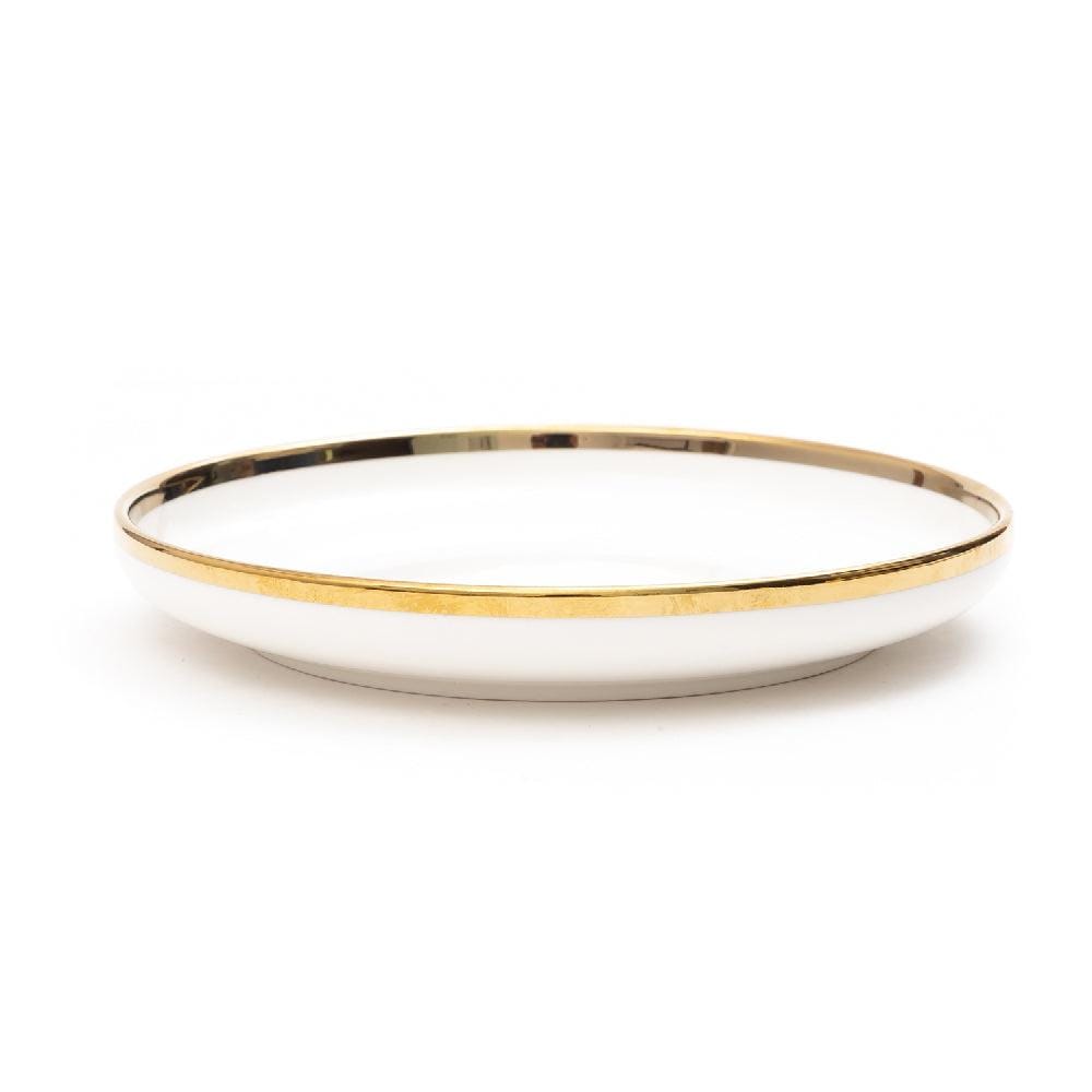 Urbane Select 7.3 Inche Bone China Plate (Glossy White with Gold Lining) (Pack of 2)