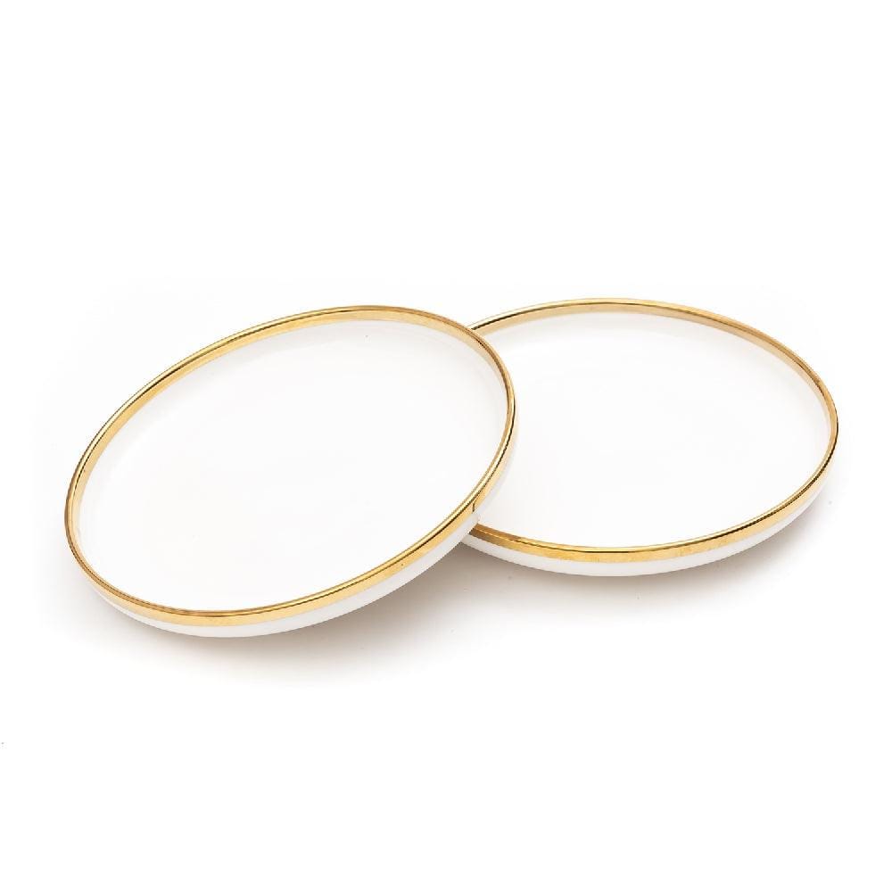 Urbane Select 7.3 Inche Bone China Plate (Glossy White with Gold Lining) (Pack of 2)