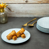 Glazed Light Blue 7.5 Inch Diamonds Ceramic Plates (Set of 6)