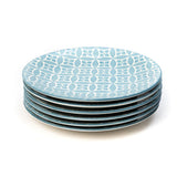 Glazed Light Blue 7.5 Inch Diamonds Ceramic Plates (Set of 6)