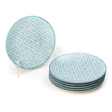 Glazed Light Blue 7.5 Inch Diamonds Ceramic Plates (Set of 6)