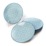 Glazed Light Blue 7.5 Inch Diamonds Ceramic Plates (Set of 6)