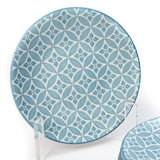 Glazed Light Blue 7.5 Inch Diamonds Ceramic Plates (Set of 6)