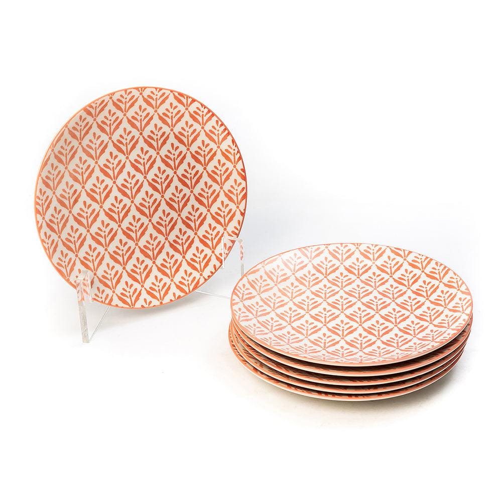 Glazed Sauve Saplings 7.5 Inch Ceramic Plates (Set of 6 )