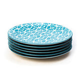 Glazed Sky Blue 7.5 Inch Mandala Ceramic Plates (Set of 6)