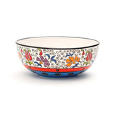 Tianzhu Bower Floral Red-Blue Ceramic Serving Bowls (7.5 Inch - 1000 ml) (Pack of 2)