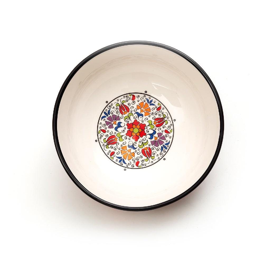 Tianzhu Bower Floral Red-Blue Ceramic Serving Bowls (7.5 Inch - 1000 ml) (Pack of 2)