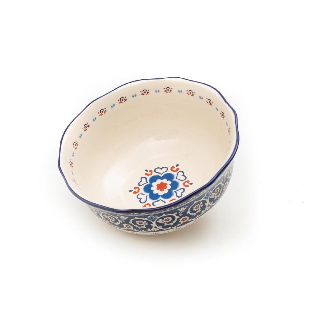 Iranian Indigo & White Series Ceramic Serving Bowls (7 Inch - 950 ml) (Pack of 2)