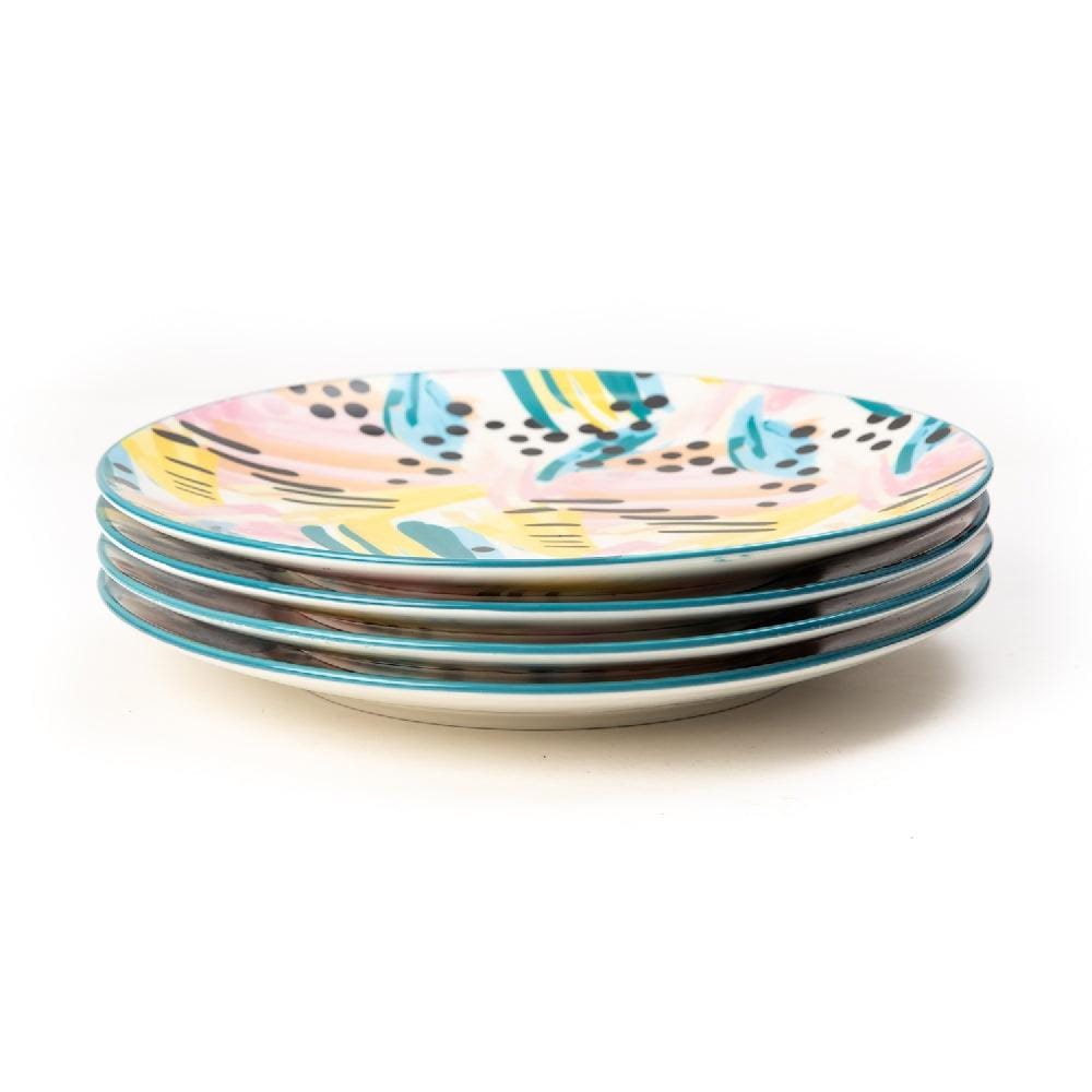 Artistic Colorful 8.5 Inch Ceramic Plates (Set of 6)
