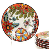 Persian Blossoms 8.5 Inch Ceramic Plate (Orange Flowers) (Pack of 6)