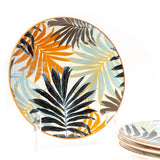 Colorful Palm Leaf 8.5 Inch Ceramic Plates (Set of 6)
