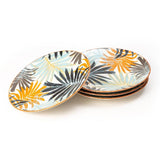 Colorful Palm Leaf 8.5 Inch Ceramic Plates (Set of 6)