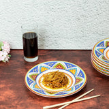Bohemian 8.5 Inch Ceramic Plate (Blue, Yellow & Orange) (Pack of 6)