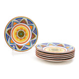 Bohemian 8.5 Inch Ceramic Plate (Blue, Yellow & Orange) (Pack of 6)