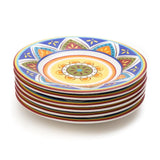 Bohemian 8.5 Inch Ceramic Plate (Blue, Yellow & Orange) (Pack of 6)