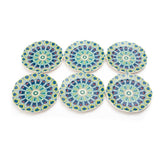 Peacock Kaleidoscope 8.5 Inch Ceramic Plate (Blue & Green) (Pack of 6)