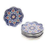 Turkish Wavy Blue 8.5 Inch Ceramic Plate (Blue & White) (Pack of 6)