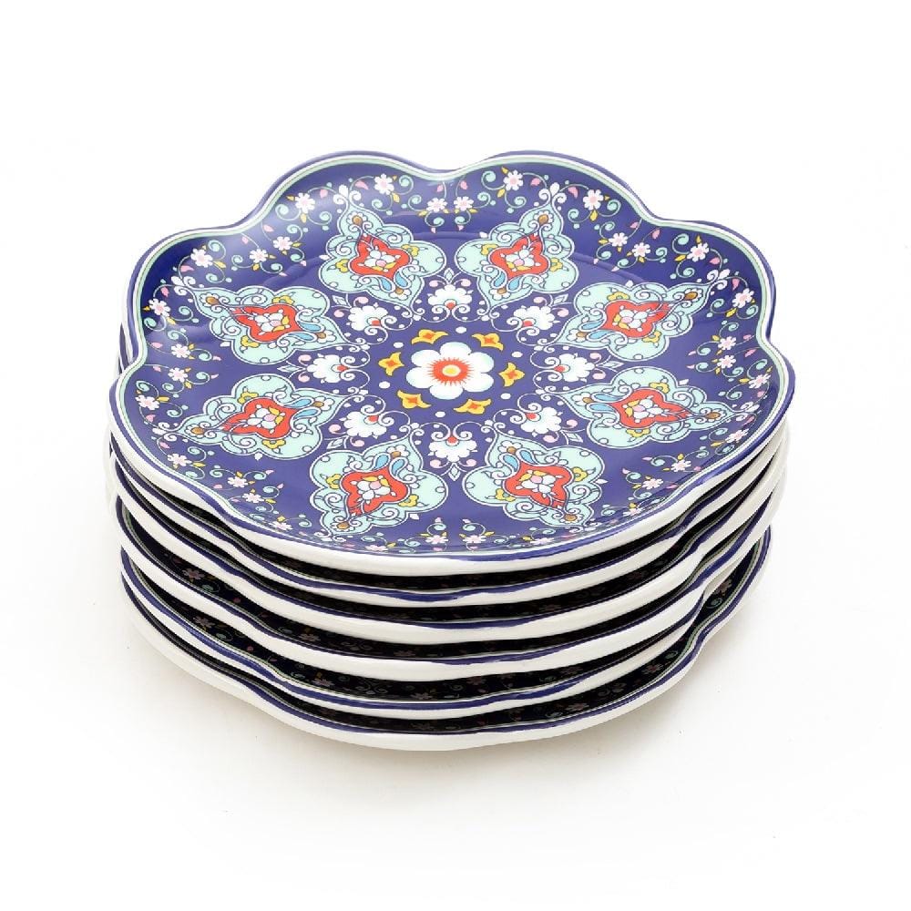 Turkish Wavy Blue 8.5 Inch Ceramic Plate (Blue & White) (Pack of 6)