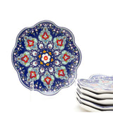 Turkish Wavy Blue 8.5 Inch Ceramic Plate (Blue & White) (Pack of 6)