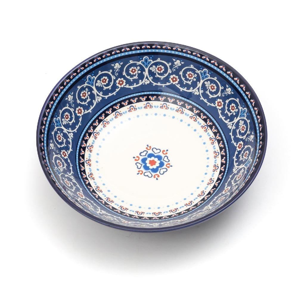 Iranian Indigo & White Series Serving Deep Ceramic Bowls (8 Inch - 950 ml) (Pack of 2)