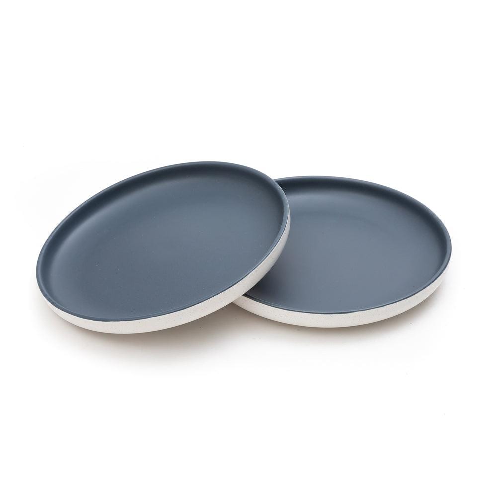 Matte Pastel Shallow 8 Inch Ceramic Plate (Sesame Series Matt Blue) (Pack of 2)