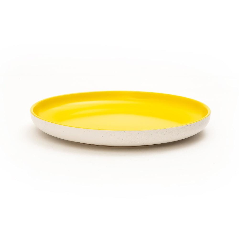 Matte Pastel Shallow 8 Inch Ceramic Plate (Sesame Series Matt Yellow) (Pack of 2)