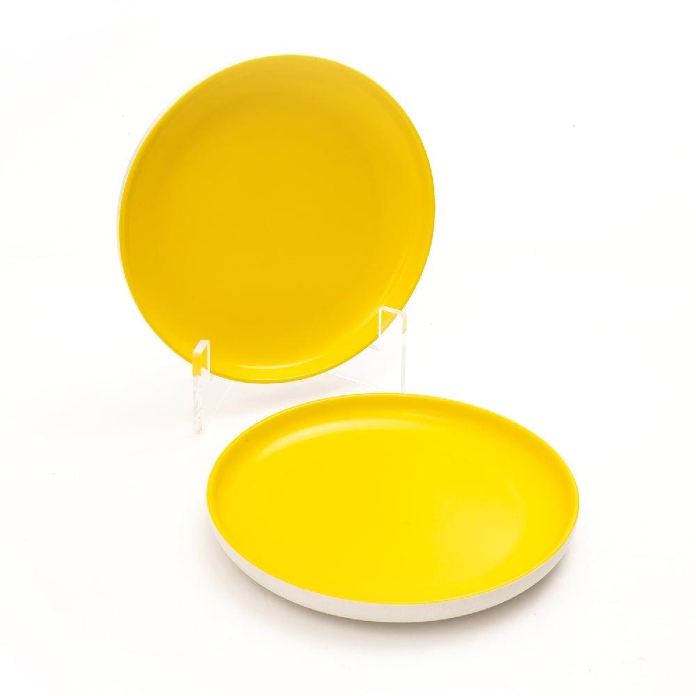 Matte Pastel Shallow 8 Inch Ceramic Plate (Sesame Series Matt Yellow) (Pack of 2)