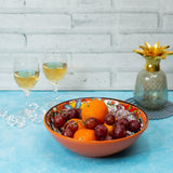 Persian Autumn Ceramic Serving Bowls (8 Inch - 1000 ml) (Pack of 2) (Orange Flower)