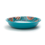 Majestic Teal Blue Peacock Serving Deep Ceramic Plates (8 Inch) (Pack of 6)