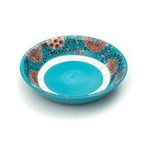 Majestic Teal Blue Peacock Serving Deep Ceramic Plates (8 Inch) (Pack of 6)