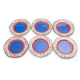 Tianzhu (India) Dendritic 8 Inch Bower Ceramic Plate (Red & Blue) (Pack of 6)