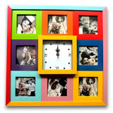 Multicolor 8 Photo with Clock Wall Picture Frame