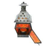 8" Antique Square Metal Lantern with Multicolor Glass Tea Light / Candle Stand (Pack of 2)