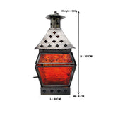 8" Antique Square Metal Lantern with Multicolor Glass Tea Light / Candle Stand (Pack of 2)