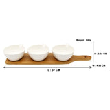 3 Apple Shaped Ceramic Bowls Serving Platter with Wooden Stand & Tray Set