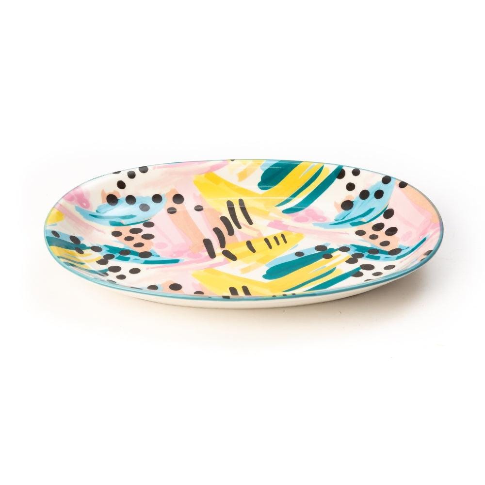 Artistic Colorful 9.5 Inch Ceramic Plates (Set of 2)