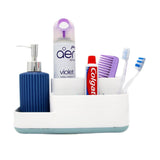 5 Compartment Bathroom Caddy (White & Blue)