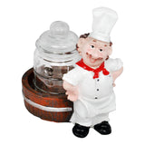 Foodie Chef Figurine Resin Holder with Big Glass Condiment Jar (Posing)