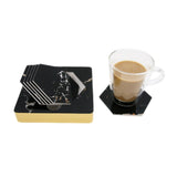 Designer Nero Portoro Black Marble Tile 6 Coaster Set with Holder (Hexagon)