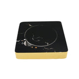 Designer Nero Portoro Black Marble Tile 6 Coaster Set with Holder (Round)