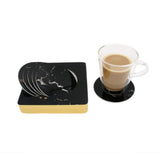 Designer Nero Portoro Black Marble Tile 6 Coaster Set with Holder (Round)