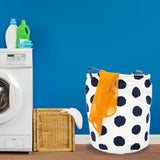 Black Polka Dots on White Laundry Basket