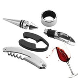 Black Sombre Wine Accessory Set (Silicon & Metal)