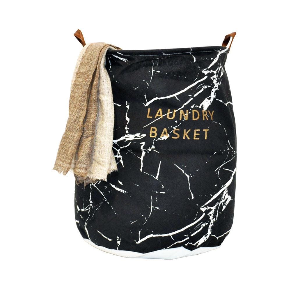 Classy Black with Random White Streaks Laundry Basket