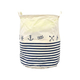 Sailor Anchor Stripes (Blue & White) Laundry Basket