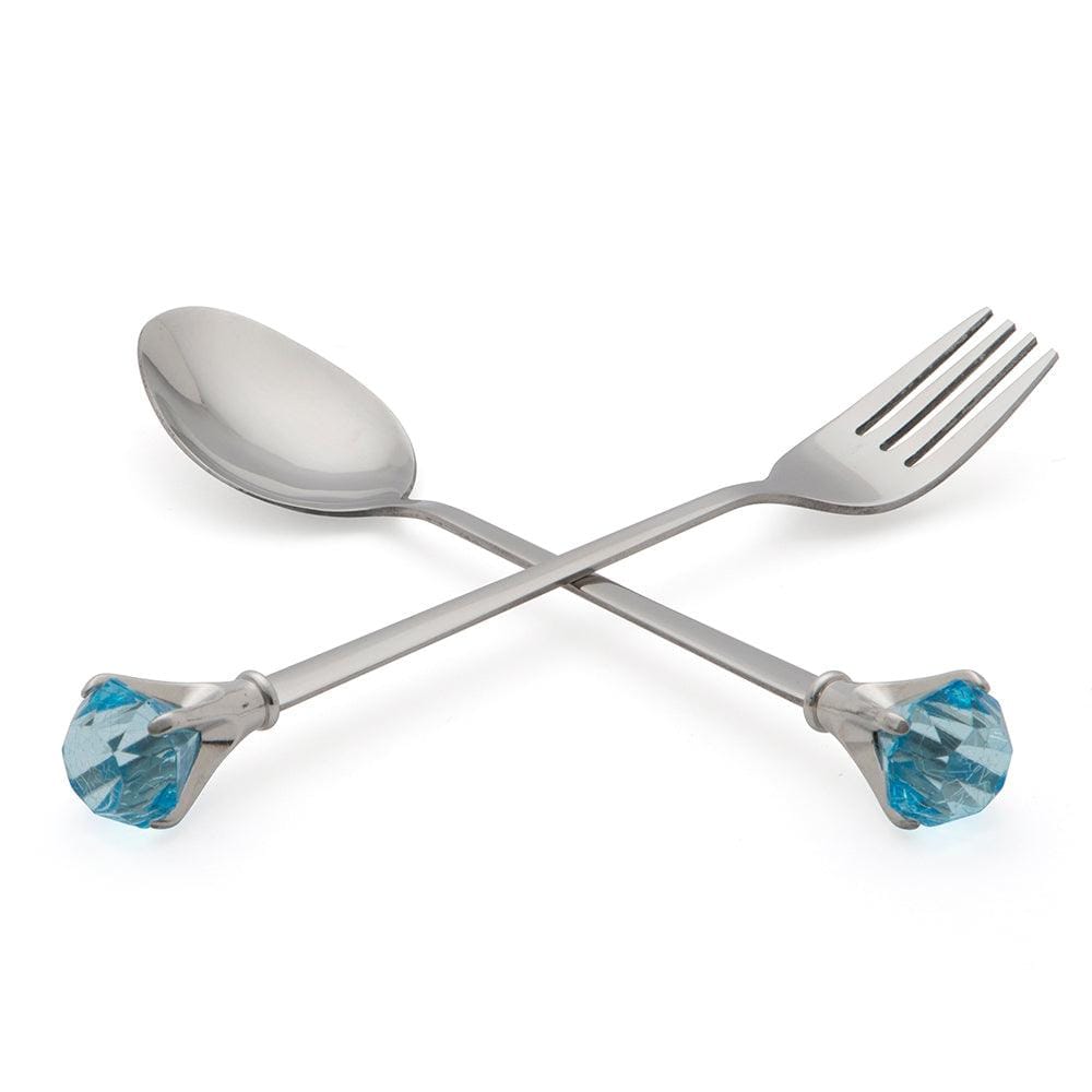 Blue Crystal Cutlery Set (Spoon & Fork)