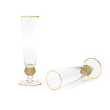 Evoque Elite Gold Ball Gold Rimmed Flute Glass Set (200 ml) (Pack of 2)