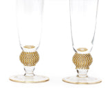 Evoque Elite Gold Ball Gold Rimmed Flute Glass Set (200 ml) (Pack of 2)